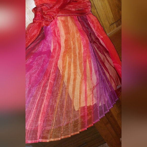 Free People In Rainbows Tulle Mini Dress In Sunset Combo - Picture 9 of 13